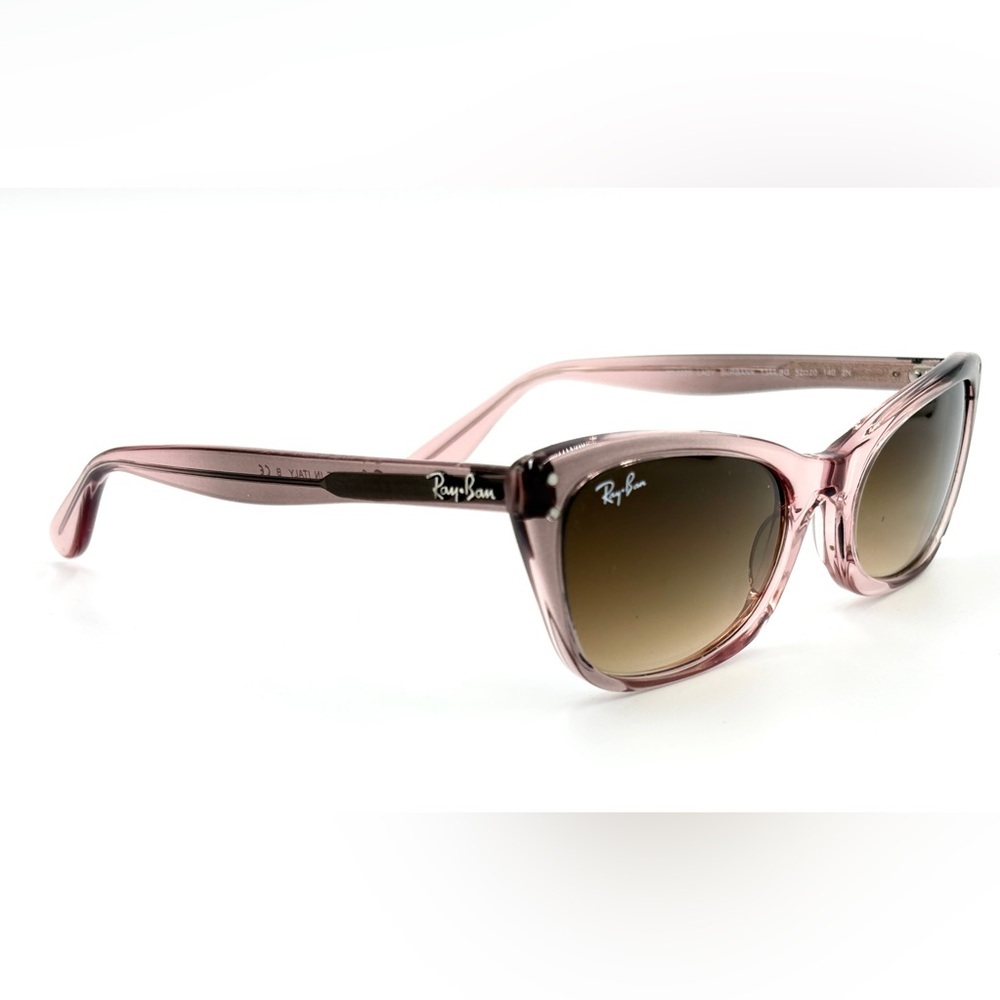 Ray-Ban Pink Transparent Frame Sunglasses with Brown Gradient Lenses - Picture 4 of 11